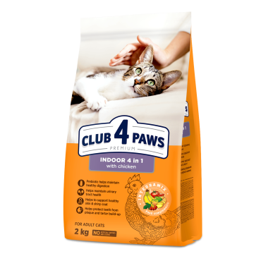 CLUB 4 PAWS Premium "INDOOR 4 in 1". Сomplete dry pet food for adult cats